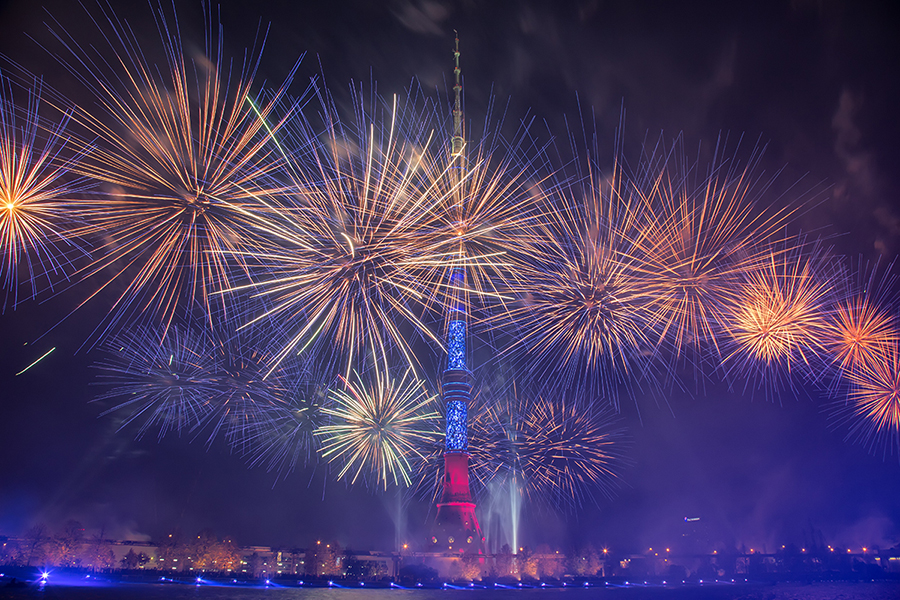 3D Mapping Ostanskinskaya Tower Fireworks